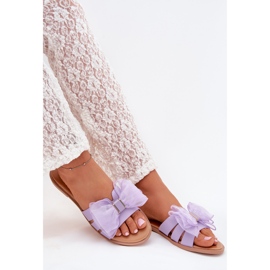 Boto Flat -Haeled -Flip -Flops für Frauen mit einem Tüllbogen lila Tanira