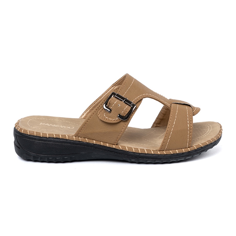 Shelvt Beige Frauenflip Flops mit silbernen Schnallen