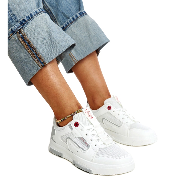 Cross Jeans Weiße Sport -Sneaker von Frauen überqueren Jeans