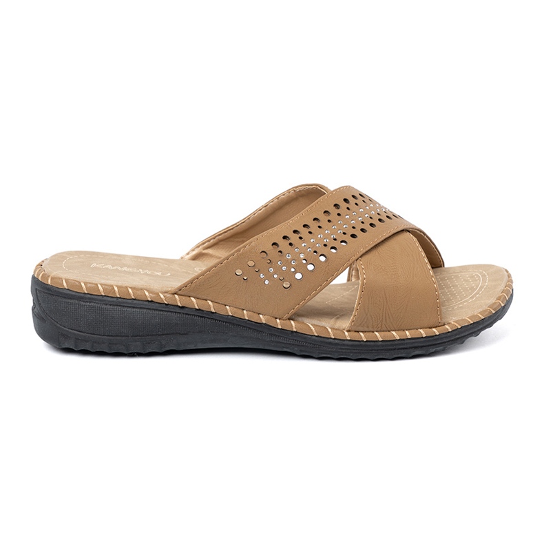 Shelvt Beige Flip -Flops mit offenem Finish