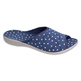 Befado Damen -Slipper Marine Blue PU 254d153 in Herzen blau
