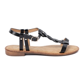 Shelvt Lässige Sandalen mit einem dekorativen Geflecht schwarz