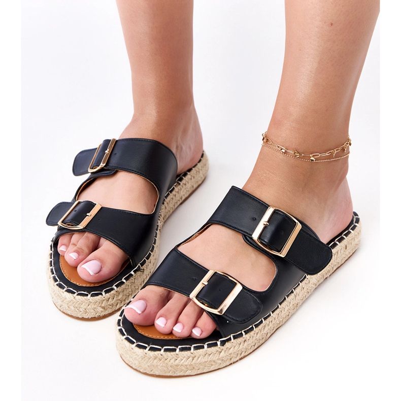 Schwarze Espadrilles mit Kasina Schnallen