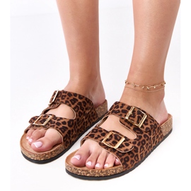 Leopard Flip -Flops auf der Korkensohle der Flotte mehrfarbig
