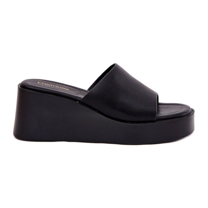 Damenflip Flops auf Anchoic Wedge Schwarz