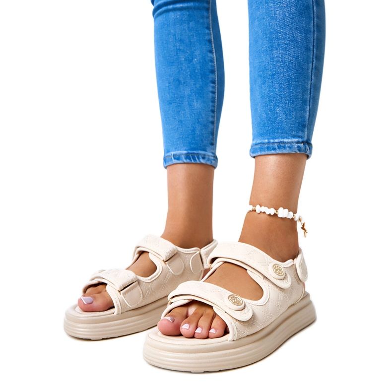 Beige Sandalen mit verstellbaren Bartgurten