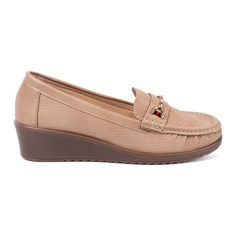 Shelvt Beige Schuhe mit goldener Dekoration