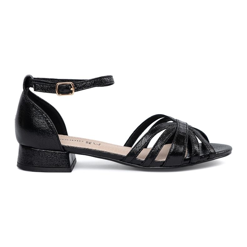 Goodin Elegante schwarze Sandalen mit niedrigem Kopf