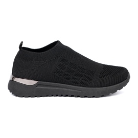 Shelvt Schwarze Slip-on-Sportschuhe mit einem Mesh-Obermaterial