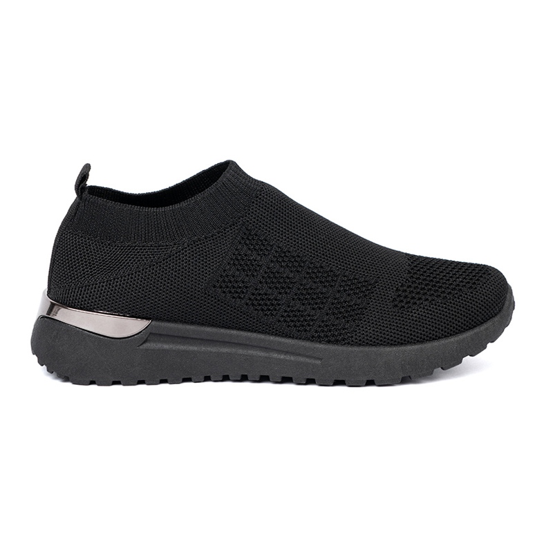 Shelvt Schwarze Slip-on-Sportschuhe mit einem Mesh-Obermaterial