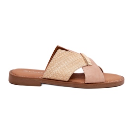 Frauen flache Absätze mit einem dekorativen Vinceza 17385 Beige