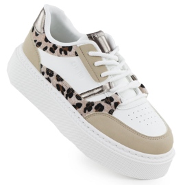 Sportschuhe auf der ZZ -Plattform mit Leopard Print Big Star SS274357 weiß