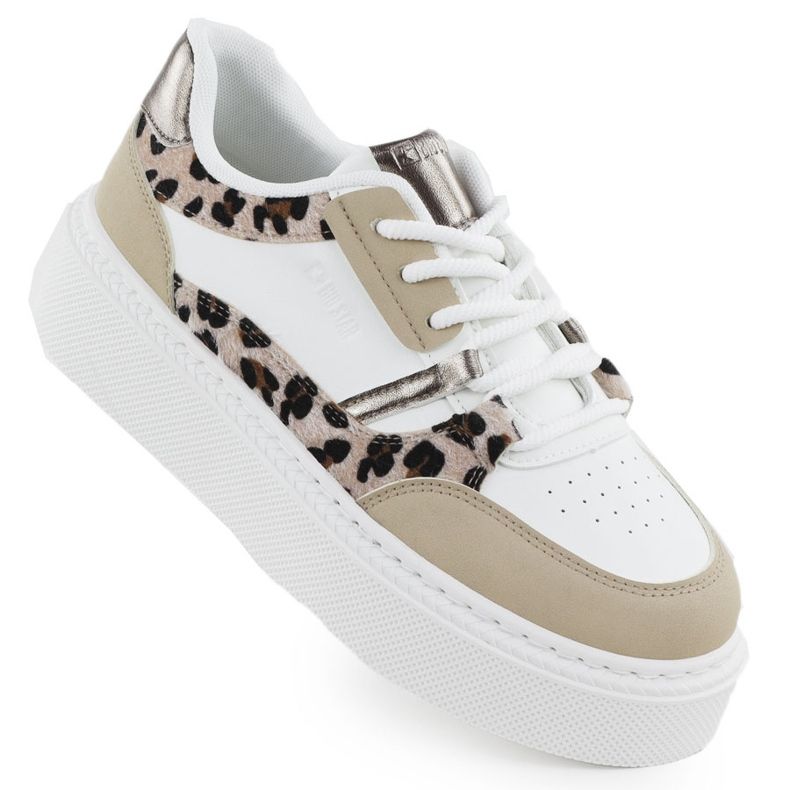 Sportschuhe auf der ZZ -Plattform mit Leopard Print Big Star SS274357 weiß