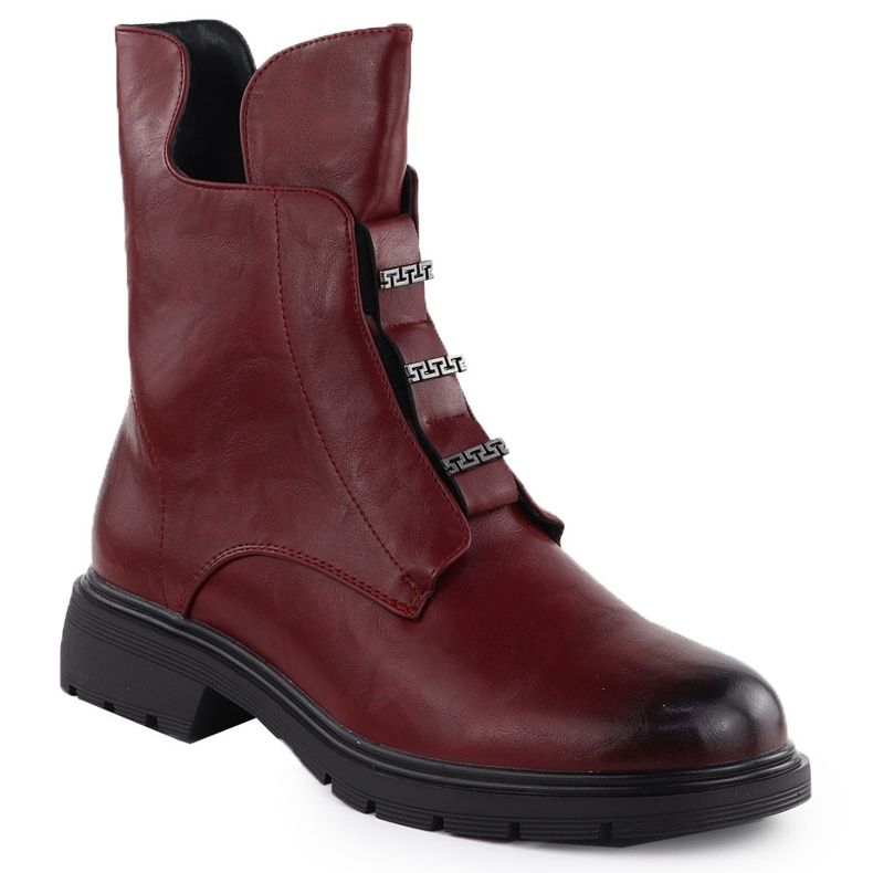 Jezzi Mit flach hindelte heiße Fersenstiefel MR2501-4 rot