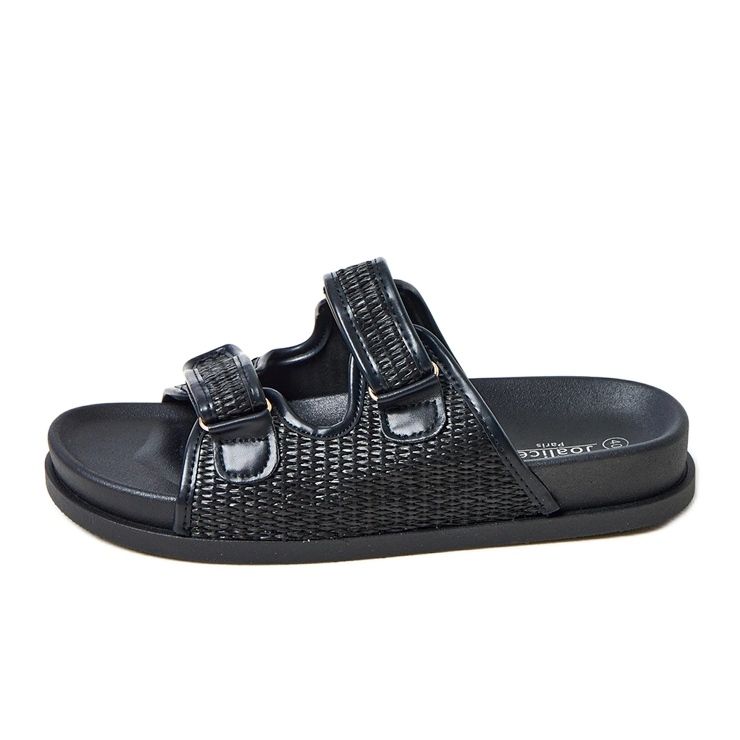 Schwarze Häkelklappen mit verstellbaren Kliris -Streifen