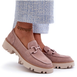 S.Barski Damen-Mokassins aus Wildleder mit Verzierung D&amp;A TW117 Pink rosa