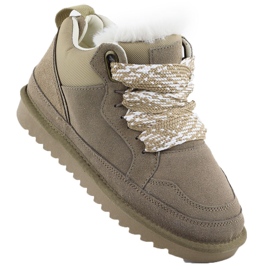 Frauen Lederstiefel isolierte Turnschuhe mit Pelge beige Vinceza 97963