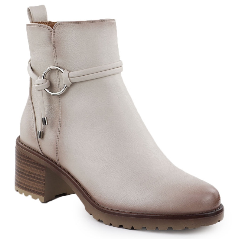 Frauenstiefel isoliert am Block Beige Potocki SZ12527