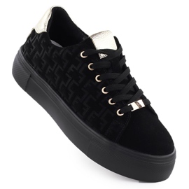 Damen -Lederschuhe Sneakers auf der Black Filippo DP6850 -Plattform
