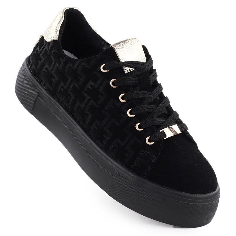 Damen -Lederschuhe Sneakers auf der Black Filippo DP6850 -Plattform