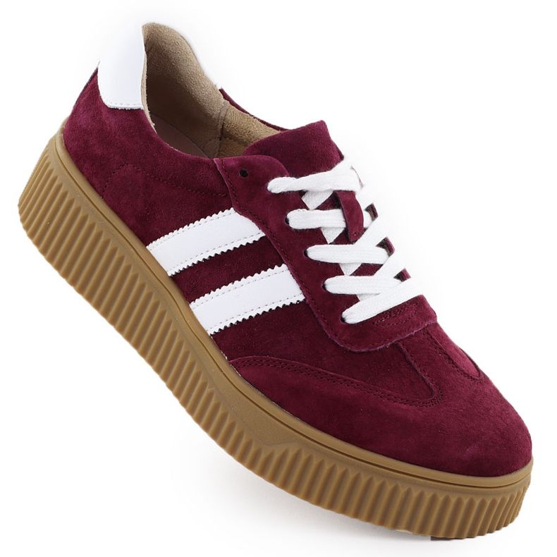 Damen -Lederschuhe auf der Filippo DP6776 Burgundy -Plattform rot