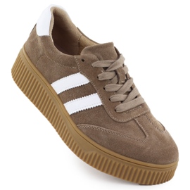 Damen -Lederschuhe auf der Plattform Beige Filippo DP6776