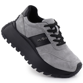 Damen -Lederschuhe Sneakers auf der grauen Plattform Filippo DP6785