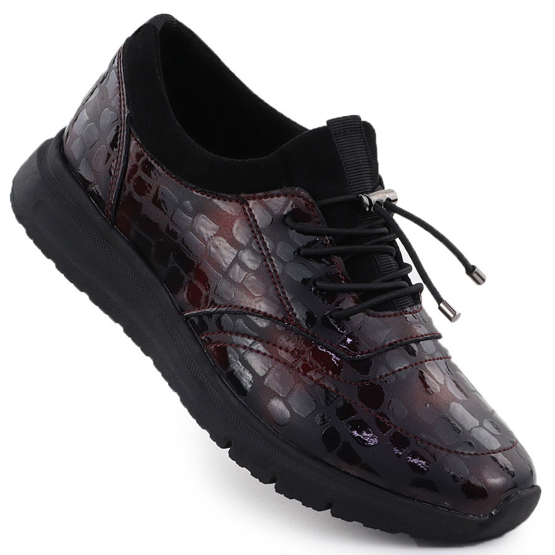 Damen Lederschuhe, die lackierte Burgunder Filippo DP7117 eingeführt haben rot