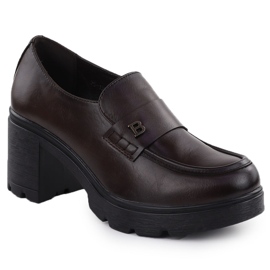 Frauen -Mokassinschuhe auf dem Block Brown Potocki SZ12700 braun