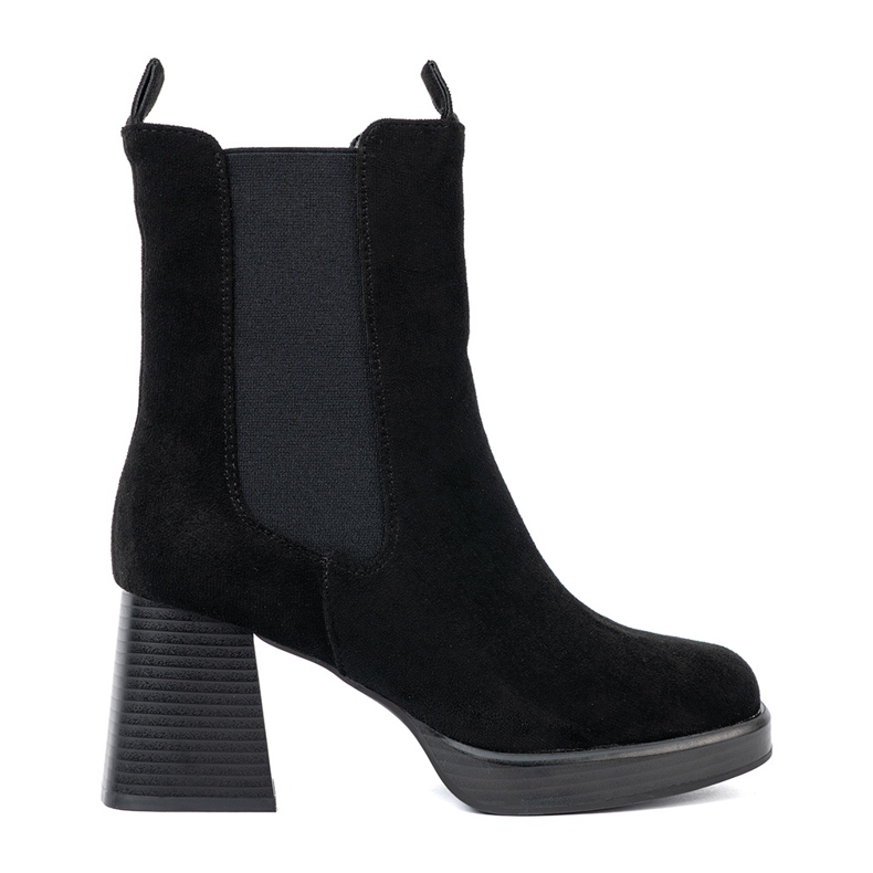 Shelvt Elegante Stiefel auf dem Pfosten mit flexiblen Einsätzen schwarz