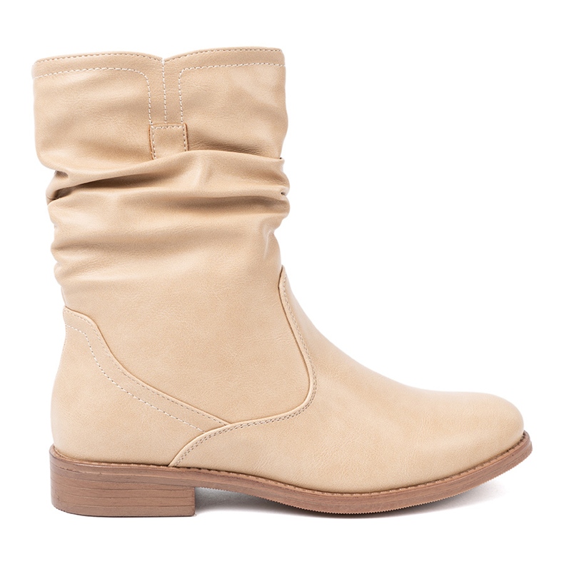 Shelvt Bequeme beige Stiefel mit Rüschen