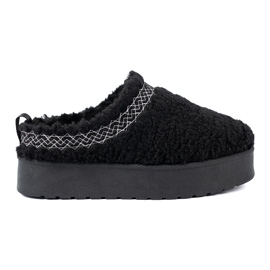 Shelvt Buty a'la śniegowce w czarnym kolorze z ozdobnym haftem schwarz