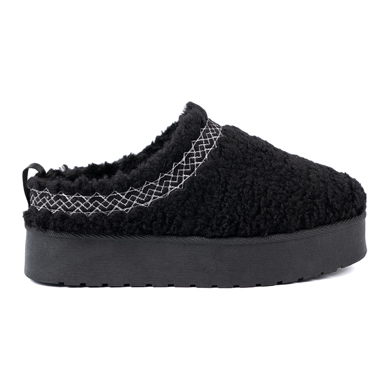 Shelvt Buty a'la śniegowce w czarnym kolorze z ozdobnym haftem schwarz