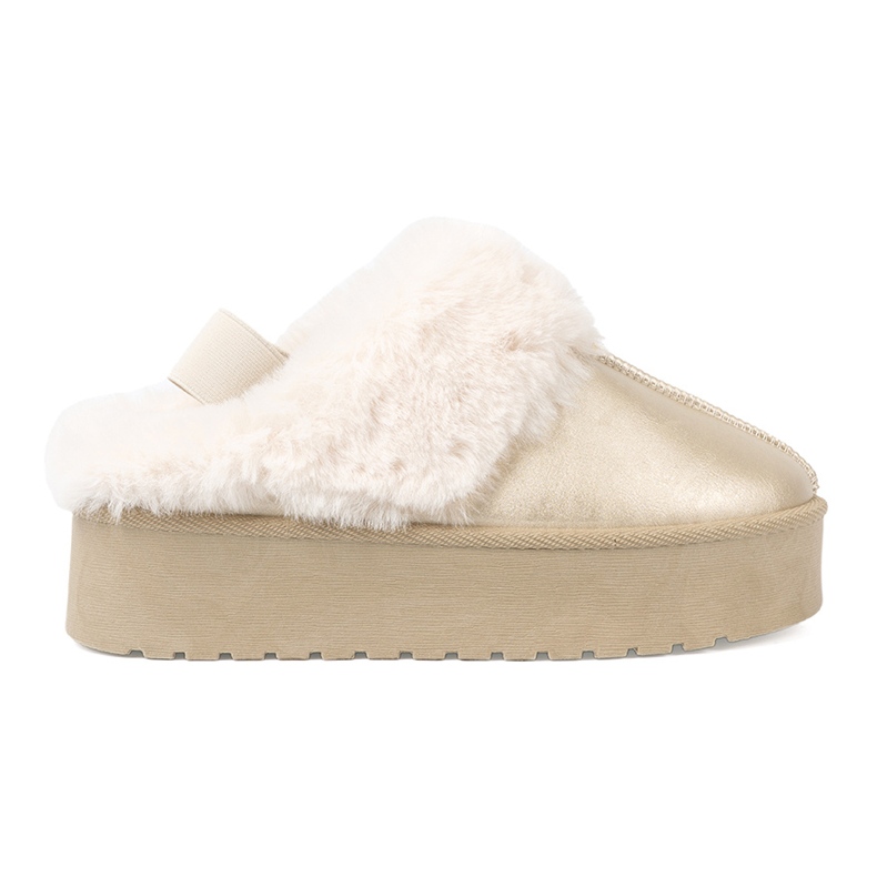 Shelvt Goldene Schuhe a'la Schneestiefel mit weißem Fell