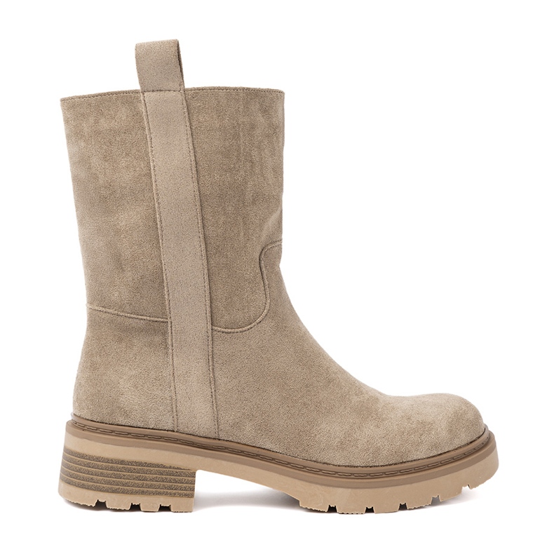 Shelvt Beige Stiefel auf einer dicken Sohle mit Knöchelobermaterial