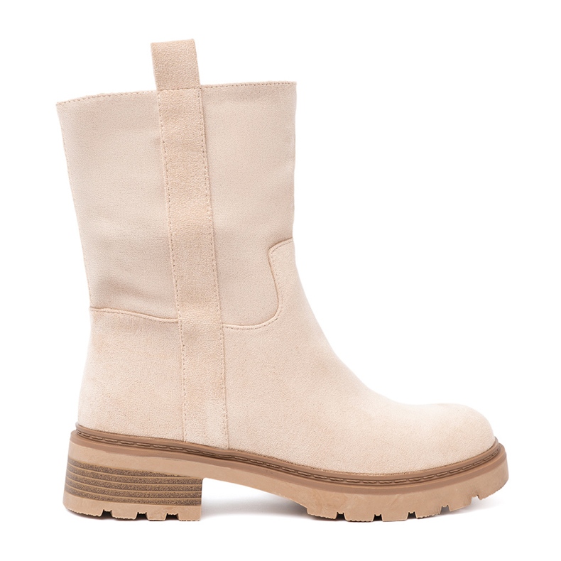 Shelvt Moderne leichte beige Stiefel mit einem einfachen Schnitt