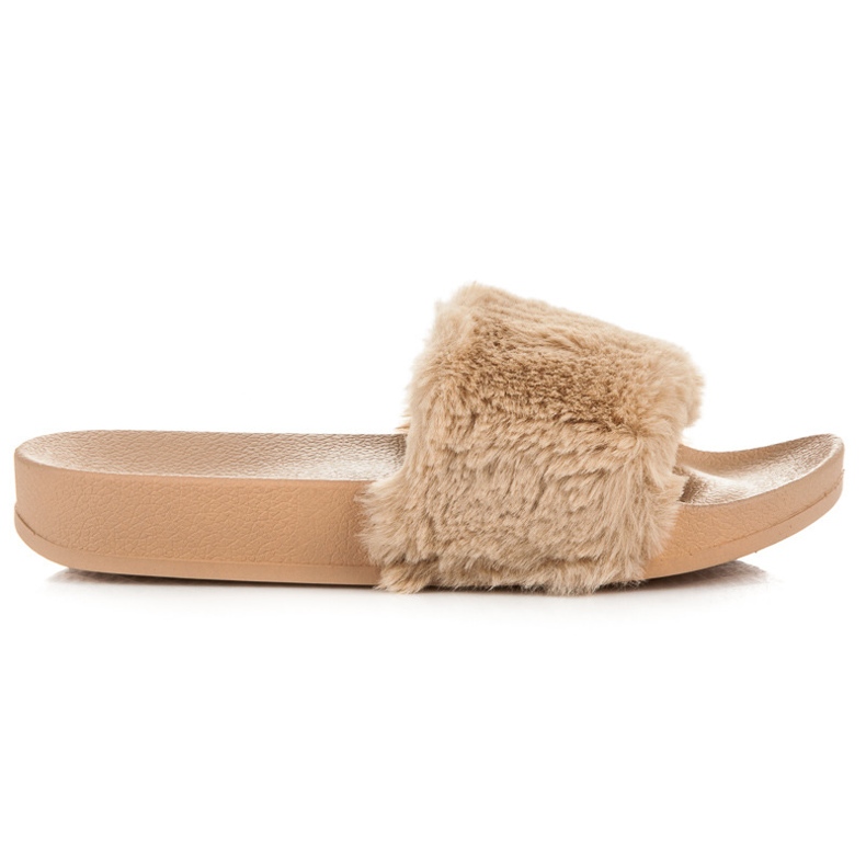 Via Giulia  Beige Hausschuhe mit Fell