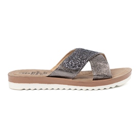 Shelvt Metallic Damen -Flip Flops mit einer weißen Sohle silber-