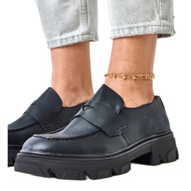 Schwarze Frauenkaser -Mokassin KIRNA