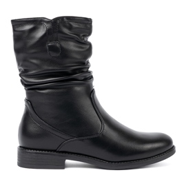 Shelvt Bequeme schwarze Stiefel mit Rüschen