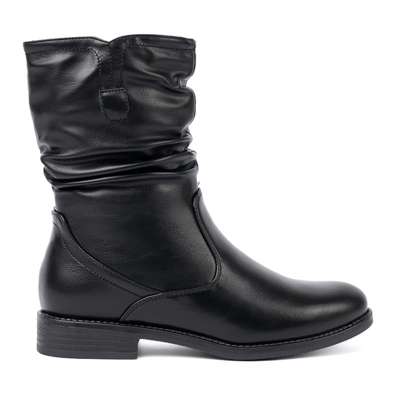 Shelvt Bequeme schwarze Stiefel mit Rüschen