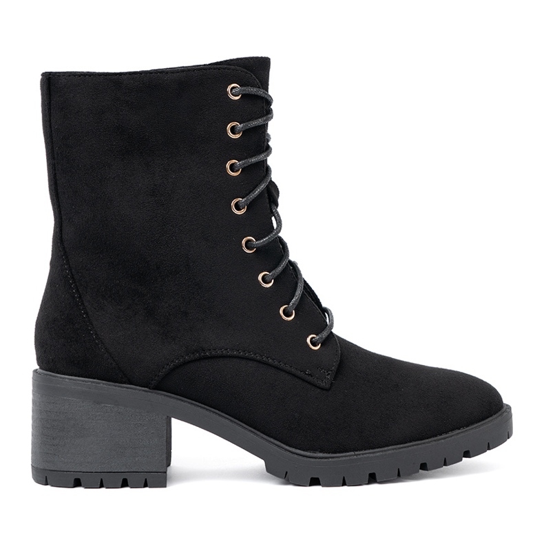 Shelvt Bequeme schwarze Stiefel mit einem runden Zeh