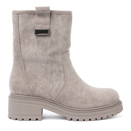 Shelvt Bequeme graue Stiefel auf einer massiven Sohle