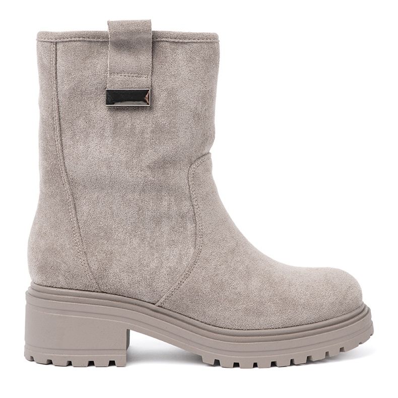 Shelvt Bequeme graue Stiefel auf einer massiven Sohle