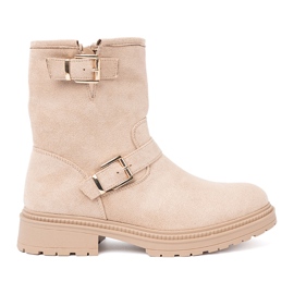 Shelvt Stilvolle Jsnobeżowe -Stiefel mit dekorativen Schnallen