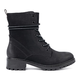 Shelvt Modische schwarze Arbeiter mit dekorativer Schnürung