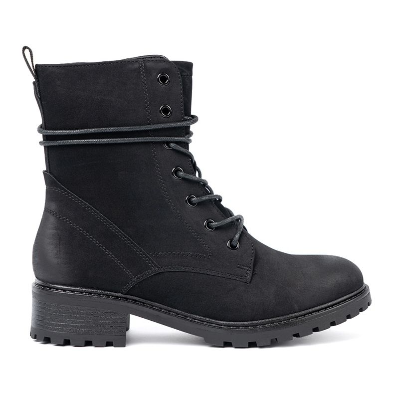 Shelvt Modische schwarze Arbeiter mit dekorativer Schnürung