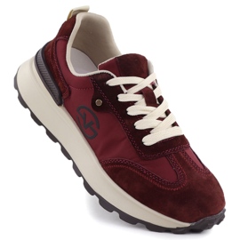 Frauen -Ledersportschuhe. Vinceza 41491 Burgund rot