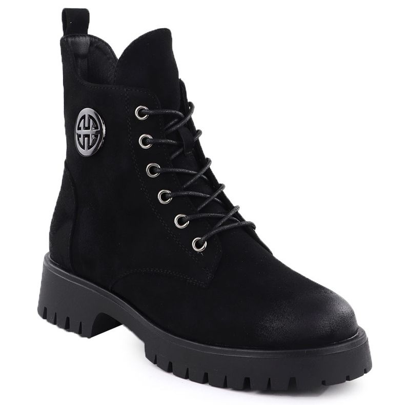 Isolierte Stiefel der schwarzen Potocki von Wildleder-Frauen Z25-SZ12672