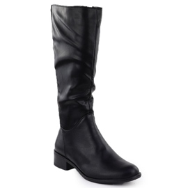 Frauen Lederstiefel schwarz Jezzi Asa198-19